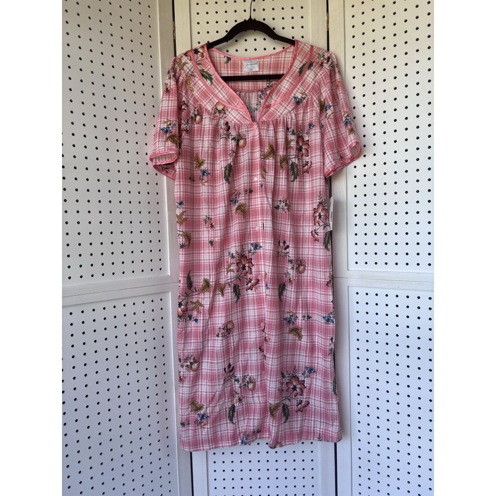 NWT Fundamentals Snap Front Floral Short SLV Robe Housecoat Women's XL
